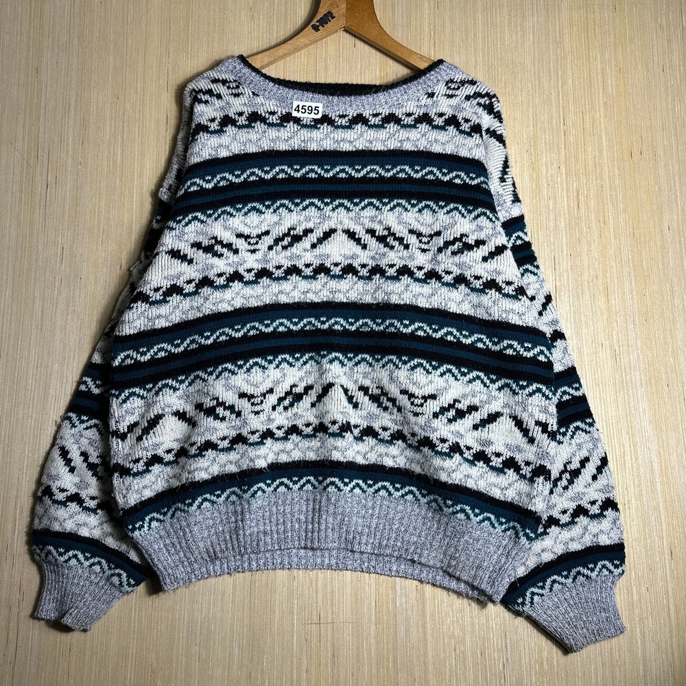 Vintage Expressions Pullover Sweater Mens Large Gray Acrylic Knit Casual 90s